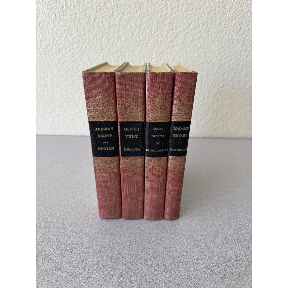 De Luxe Editions Club 4 Book Classic Literature Set Dickens Flaubert Maupassant